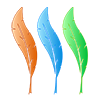 Feather ｜ Splash Pen ｜ 3 Colors ｜ Red Gradient ｜ Blue ｜ Green ｜ Design Elements --Clip Art ｜ Illustration ｜ Free Material