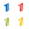 Number 1 ｜ Number 1 ｜ Solid character 1 ｜ Yellow ｜ Blue ｜ Green gradation ｜ Red --Clip art ｜ Illustration ｜ Free material