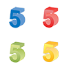 Number 5 ｜ Number 5 ｜ Solid character 5 ｜ Blue ｜ Yellow gradation ｜ Green ｜ Red --Clip art ｜ Illustration ｜ Free material