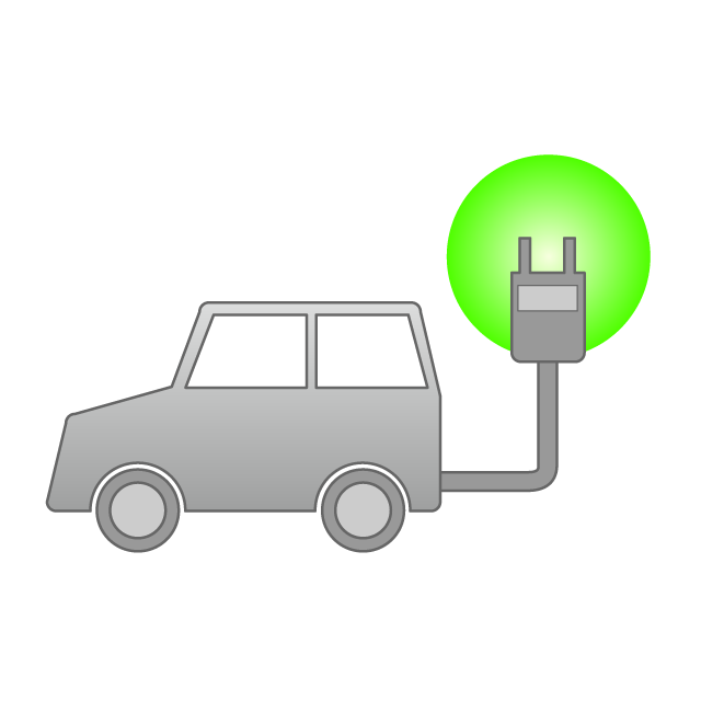 Electric vehicle ｜ Eco ｜ Energy saving ｜ Environmental problem ｜ CO2 reduction ｜ Car ｜ Green gradation ――Illustration / Clip art / Free / Home appliances / Vehicles / Animals / Furniture / Illustrations / Download