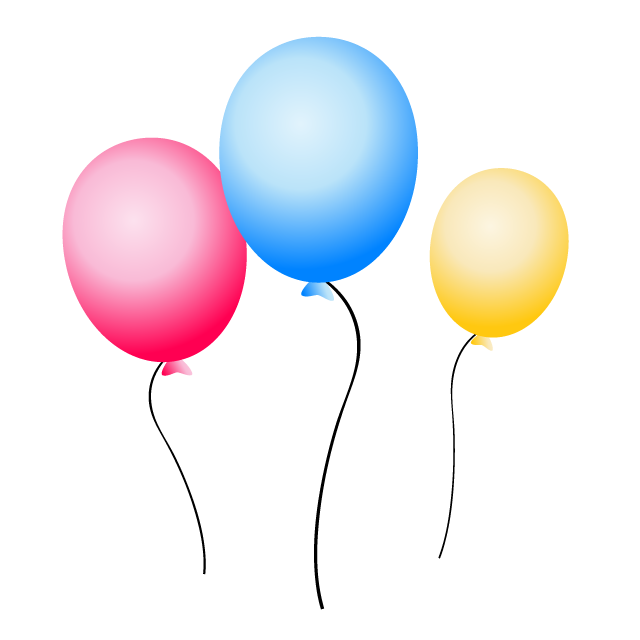 Balloons ｜ 3 colors ｜ Red ｜ Blue ｜ Yellow ｜ Fly ｜ Fluffy ――Illustration / Clip art / Free / Home appliances / Vehicles / Animals / Furniture / Illustrations / Download