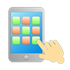 Smartphone ｜ Touch panel ｜ Technology ｜ Mobile phone ｜ Hand ｜ Pointing ｜ App-Clip art ｜ Illustration ｜ Free material