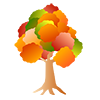 秋の木々｜楓｜紅葉｜オレンジ｜赤｜グラデーション｜和風 - クリップアート｜イラスト｜フリー素材