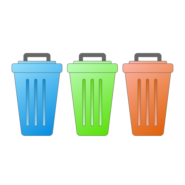 Garbage Bin ｜ Garbage Bucket ｜ Blue ｜ Red ｜ Green Gradient ｜ Garbage Classification ｜ Garbage Sorting --Illustration / Clip Art / Free / Home Appliances / Vehicles / Animals / Furniture / Illustrations / Download