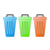Garbage bin ｜ Garbage bucket ｜ Blue ｜ Red ｜ Green gradation ｜ Garbage classification ｜ Garbage separation --Clip art ｜ Illustration ｜ Free material