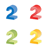 Number 2 ｜ Number 2 ｜ Solid character 2 ｜ Green ｜ Red gradation ｜ Yellow ｜ Blue --Clip art ｜ Illustration ｜ Free material