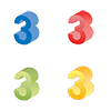 Number 3 ｜ Number 3 ｜ Solid character 3 ｜ Red ｜ Yellow ｜ Blue ｜ Green gradation --Clip art ｜ Illustration ｜ Free material