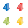 Number 4 ｜ Number 4 ｜ Solid character 4 ｜ Yellow gradation ｜ Green ｜ Red ｜ Blue --Clip art ｜ Illustration ｜ Free material