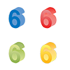 Number 6 ｜ Number 6 ｜ Solid character 6 ｜ Yellow ｜ Green ｜ Blue ｜ Red gradation --Clip art ｜ Illustration ｜ Free material