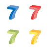 Number 7 ｜ Number 7 ｜ Solid character 7 ｜ Red ｜ Blue gradation ｜ Green ｜ Yellow --Clip art ｜ Illustration ｜ Free material