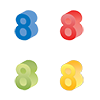 Number 8 ｜ Number 8 ｜ Solid character 8 ｜ Yellow ｜ Red ｜ Green gradation ｜ Blue --Clip art ｜ Illustration ｜ Free material