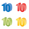 Number 10 ｜ Number 10 ｜ Solid character 10 ｜ Yellow ｜ Green ｜ Red ｜ Blue gradation --Clip art ｜ Illustration ｜ Free material